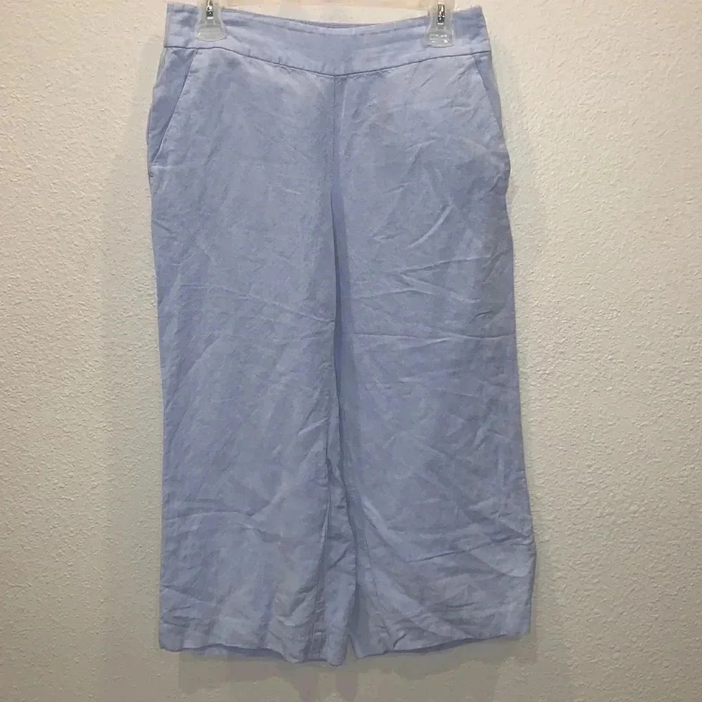 Loft Cropped Wide Leg Linen Pants Classic Lightweight High Waisted - Picture 1 of 7